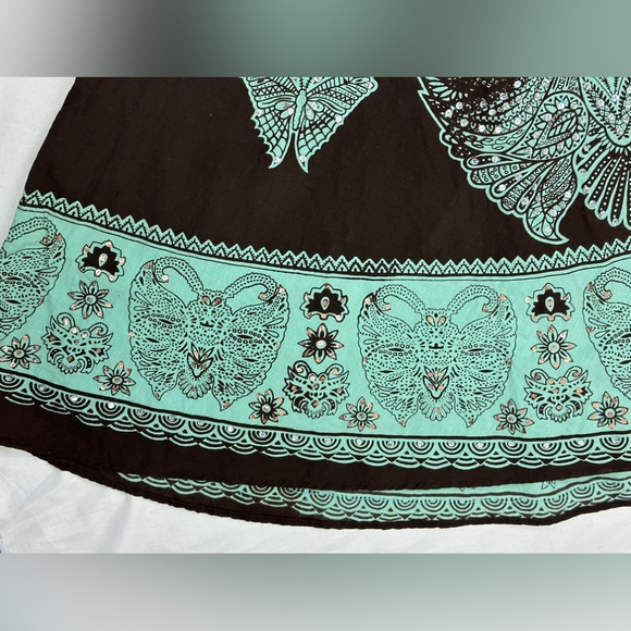 Cute Options Butterfly Print Embellished Cotton Maxi Skirt Blue & Brown Size M - Picture 11 of 11